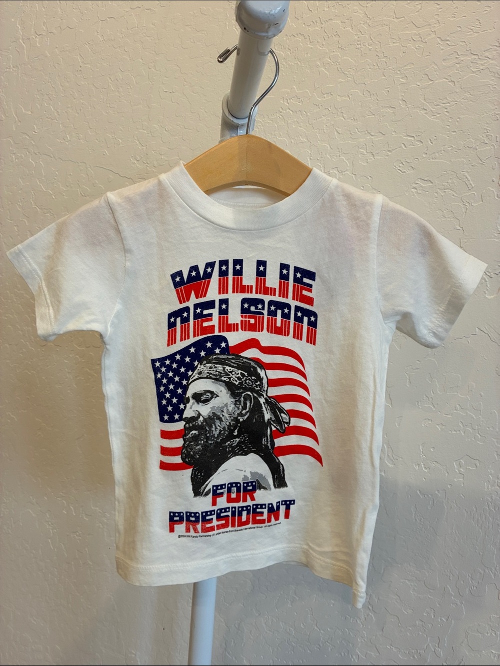 Willie Nelson Graphic Tee - White Red & Blue Kids Shirt